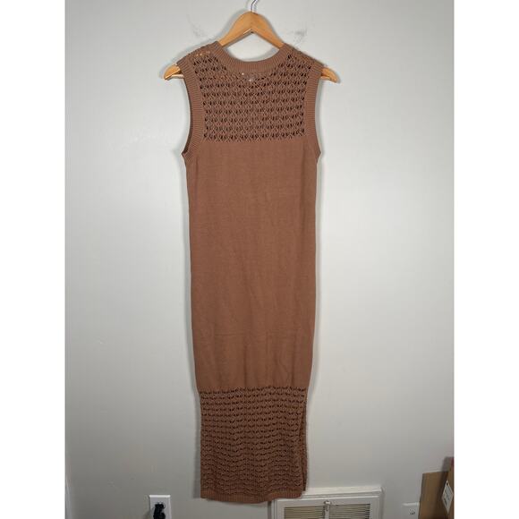 525 America Tori Sleeveless Knit Cotton Midi Dress Womens Size S Brown Airy - Picture 5 of 8